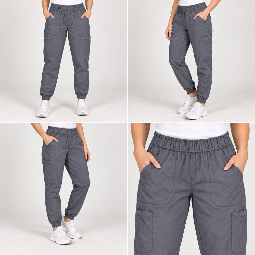 Scrubstar Jogger Scrub Pants Womens Small Pewter Gray Stretch Cargo Pockets